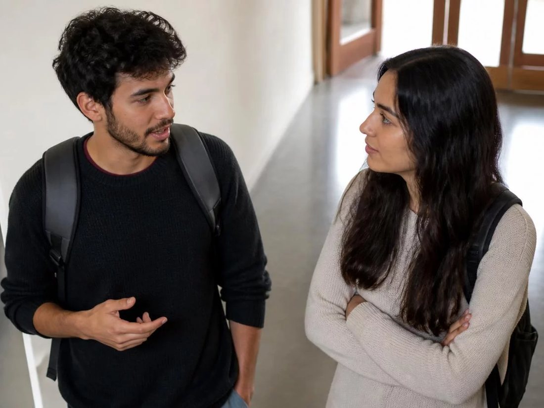 Grupo pequeno em volta de uma mesa comprida lendo teses impressas
